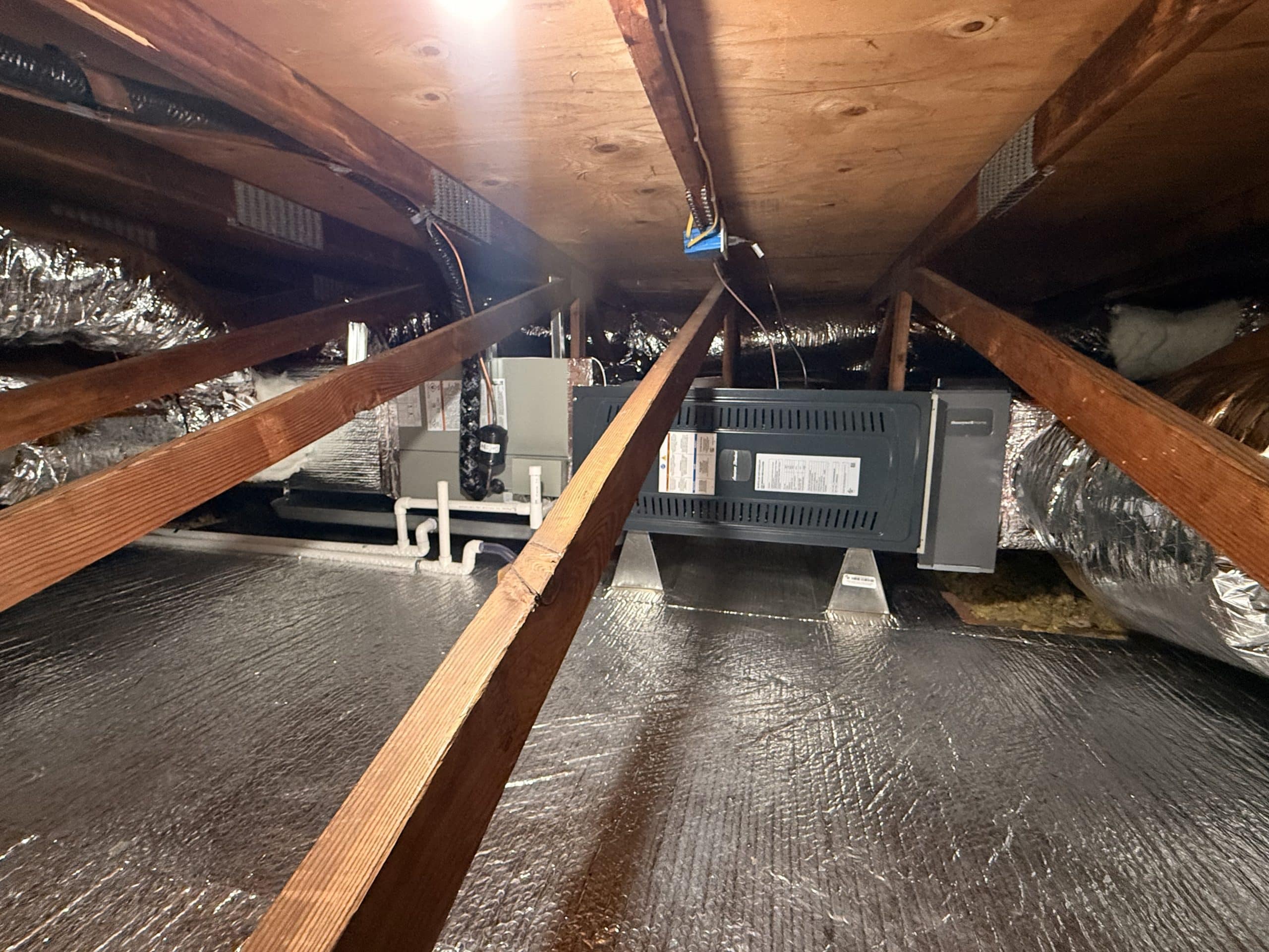 Attic HVAC system installation and ductwork