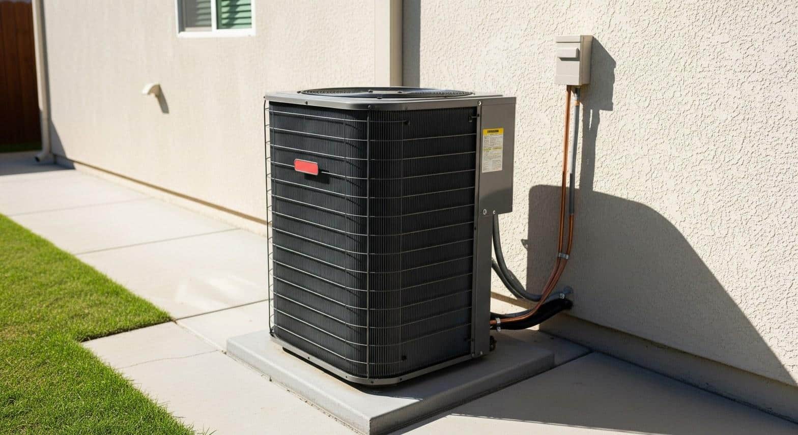 Outdoor AC condenser unit installed beside a Norwalk CA home ready for summer maintenance