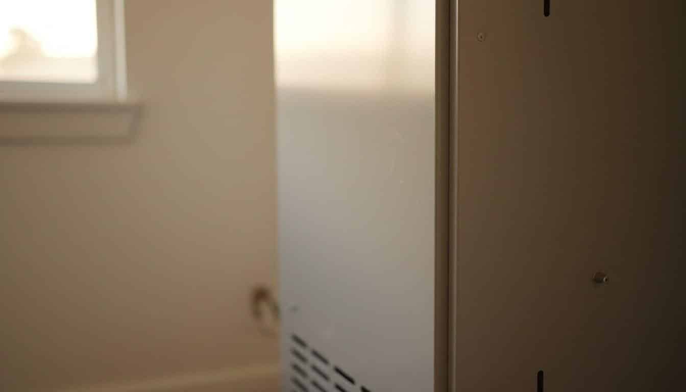 Gas furnace interior with burner assembly visible during inspection in Westminster CA home