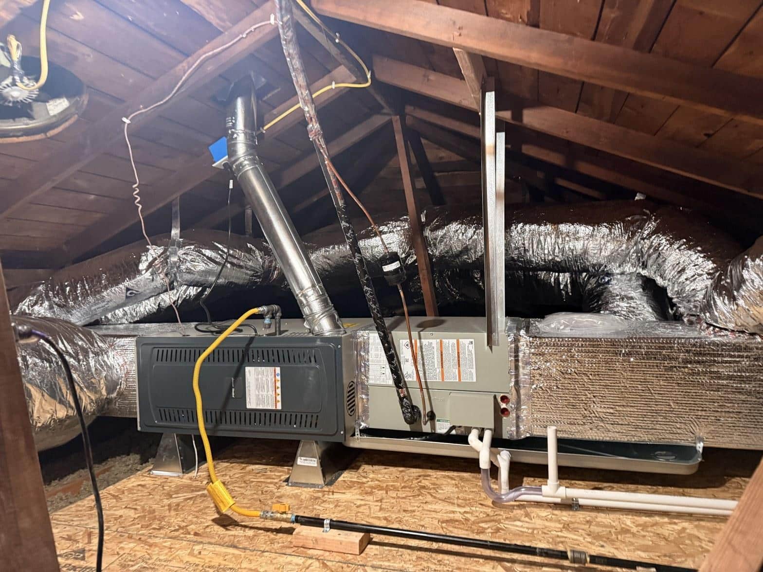 Completed heat pump installation service work at Shalom Heating & Air