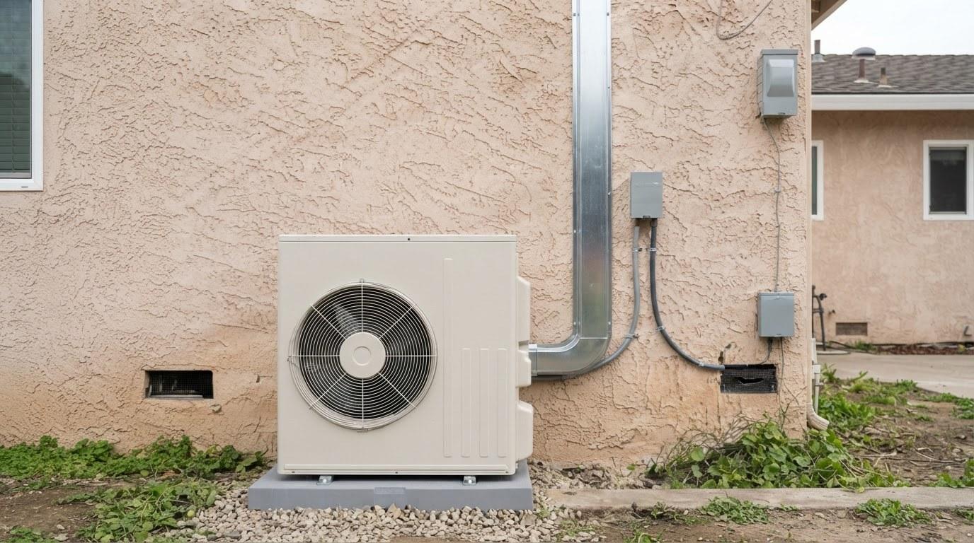 Completed heat pump installation service work at Shalom Heating & Air