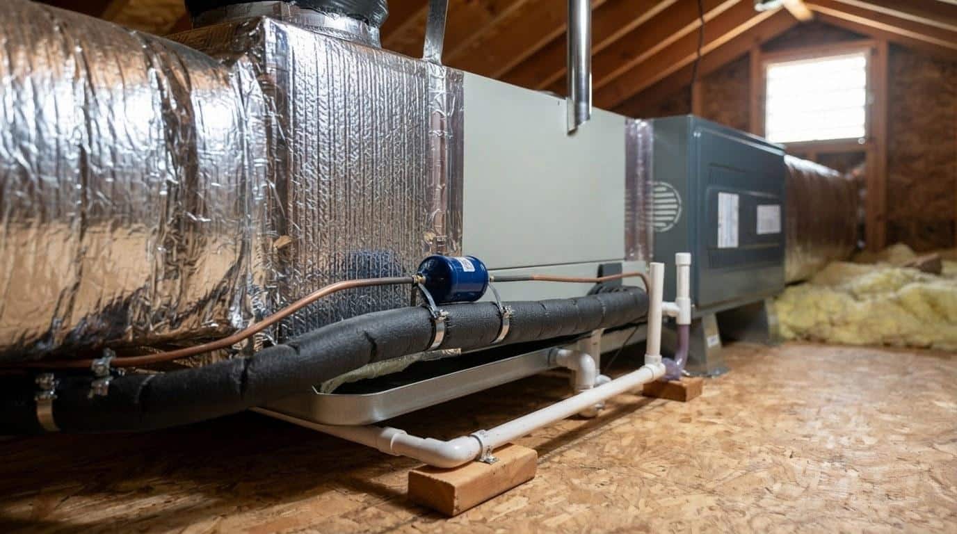 Completed heat pump installation service work at Shalom Heating & Air