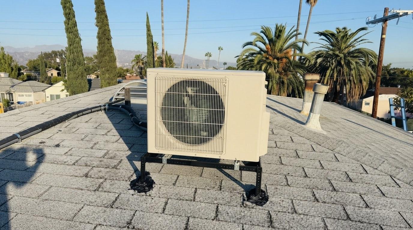 Completed heat pump installation service work at Shalom Heating & Air