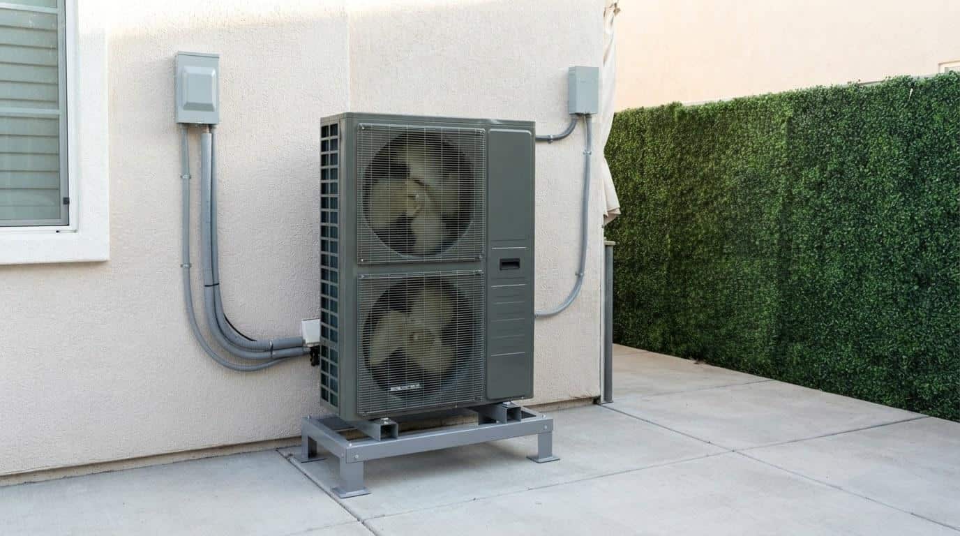 Completed heat pump installation service work at Shalom Heating & Air