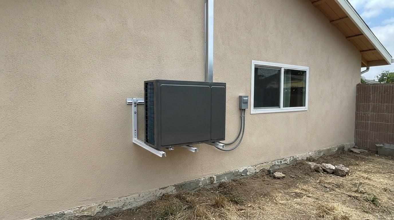 Finished heat pump installation service work at Shalom Heating & Air