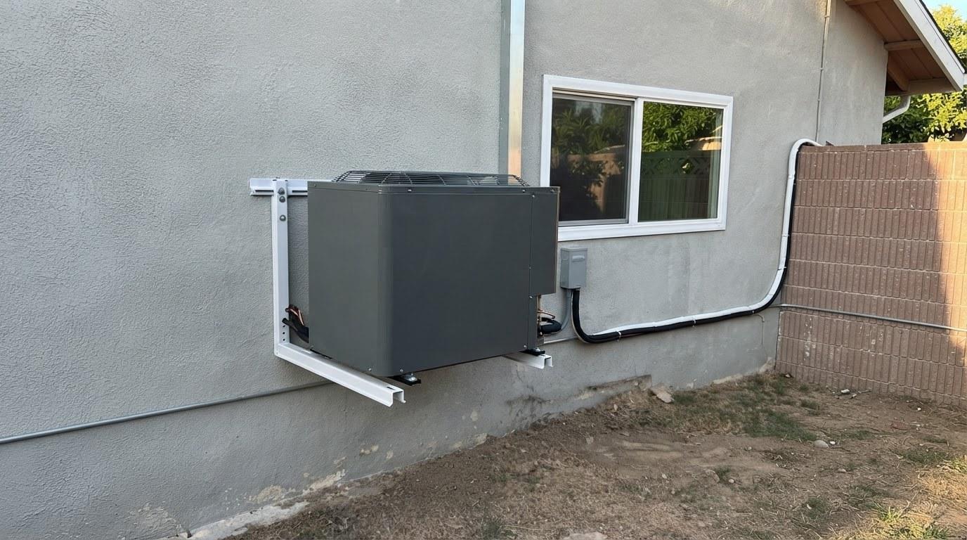 Finished heat pump installation service work at Shalom Heating & Air