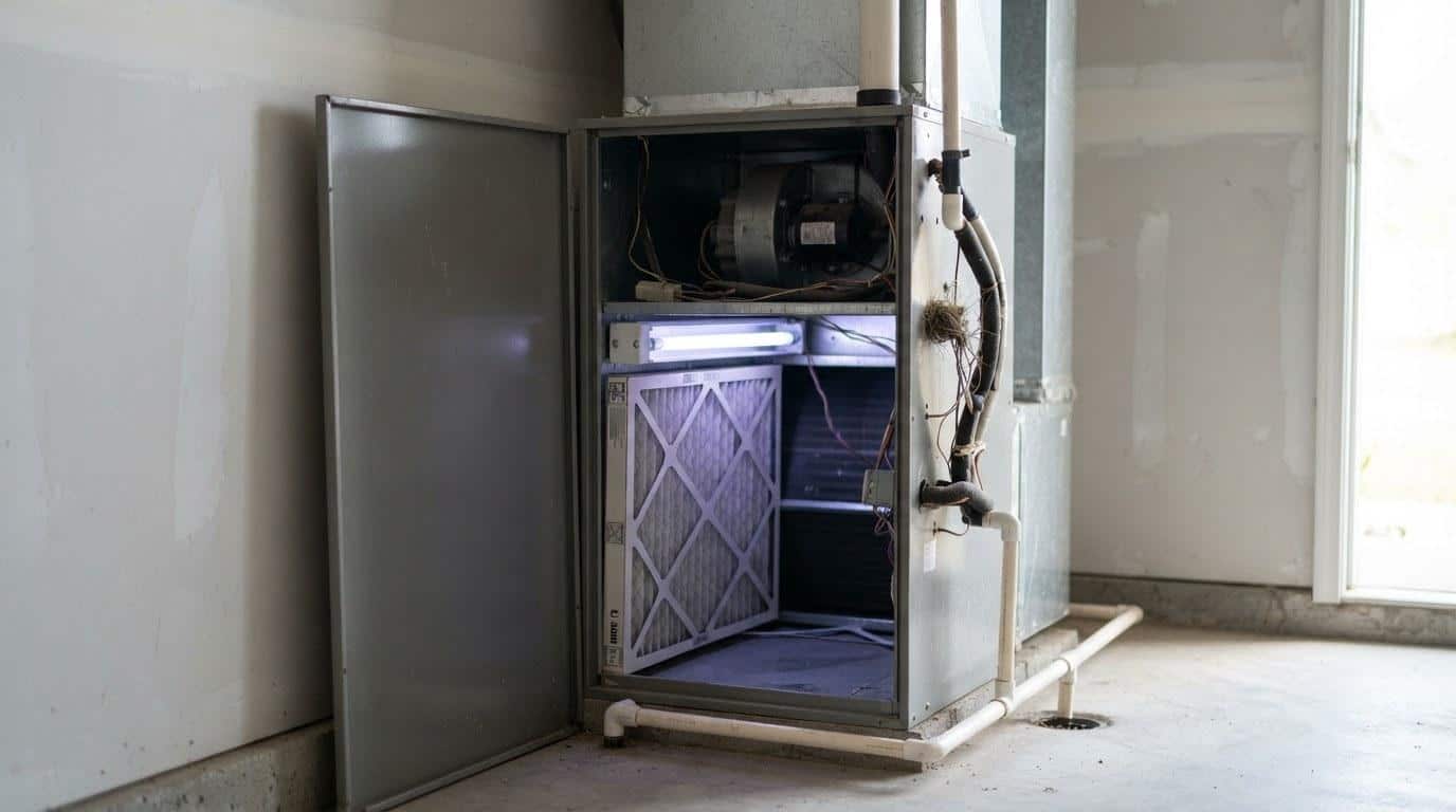 Whole-home air purification unit installed inside an HVAC air handler in a Southern California home